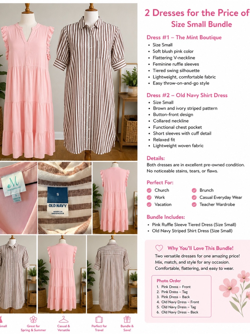 Pink Ruffle Sleeve Tiered Dress - Small